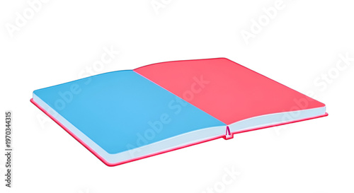 Neon Colored Notebook with Glowing Edges on Transparent Background, Modern Minimal Stationery