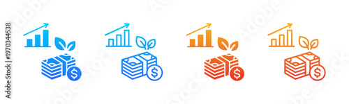 Green Finance icon sheet multiple style collection
