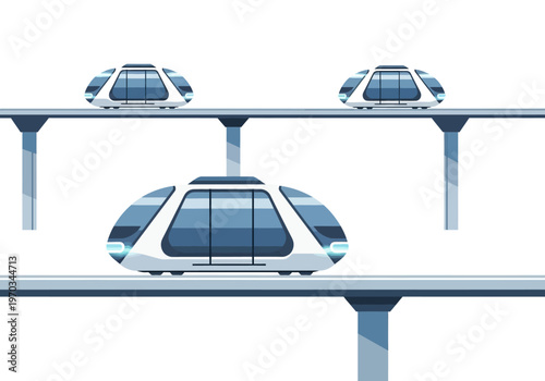 Futuristic Transportation Pod on Elevated Track.