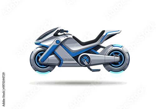 Futuristic Motorcycle Design with Blue Accents.