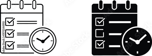Calendar and clock icon set scheduling and time management