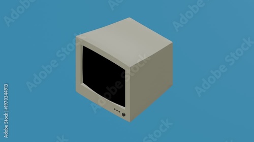 animated 3d desktop computer monitor on solid background
