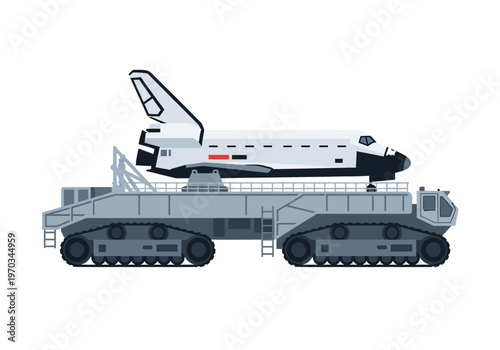 Space Shuttle on Transporter Vehicle Illustration.