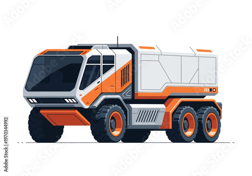Futuristic Heavy Duty Construction Vehicle Illustration.