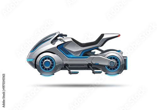 Futuristic Motorcycle with Sleek Design and Blue Accents.