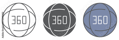 360 degree line icon, angle and view, rotate sign, vector graphics, a linear pattern on a white background.