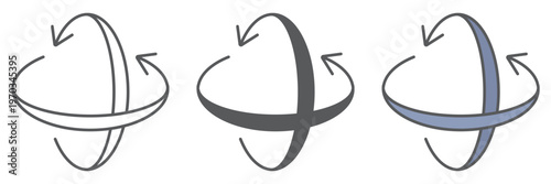 Rotation axis line icon, pivot and view, rotate sign, vector graphics, a linear pattern on a white background.