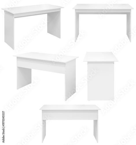 Modern office desk isolated on transparent background. Contemporary office furniture suitable for home office or professional workspace design