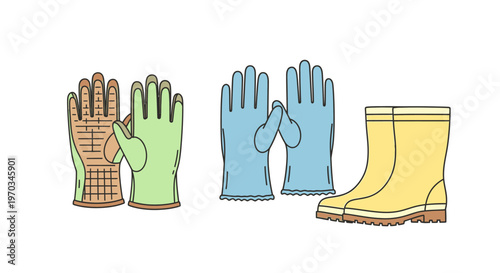 Rain boots and protective gloves.