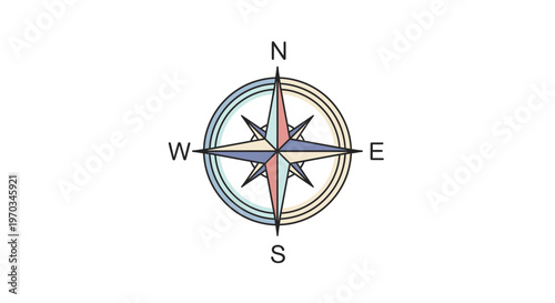 Colorful Compass Navigation Tool Instrument.