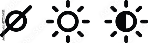 Astronomical symbols planet sun and crescent with rays