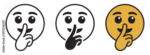 Shush Emoji Vector Graphic Illustration, silence icon, quiet symbol, secret keep mouth shut, be silent hush sign, editable vector illustration