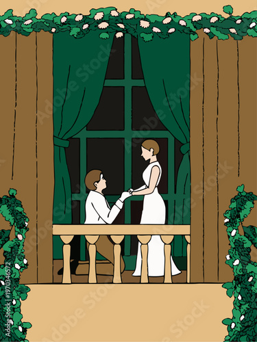 Marriage Proposal Romantic Couple Isolated Vector Illustration
