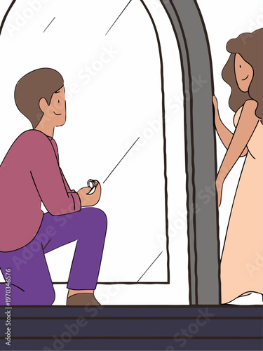 Marriage Proposal Romantic Couple Isolated Vector Illustration