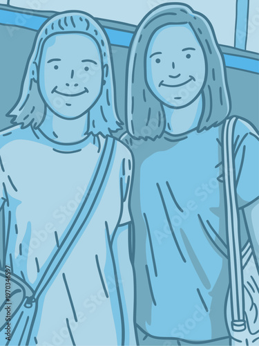 Friendship Concept Two Friends Isolated Vector Illustration