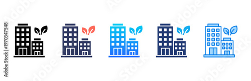Green Buildings icon sheet multiple style collection