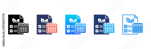 Annual Sustainability icon sheet multiple style collection