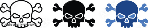 Three skull and crossbones icons in different color schemes