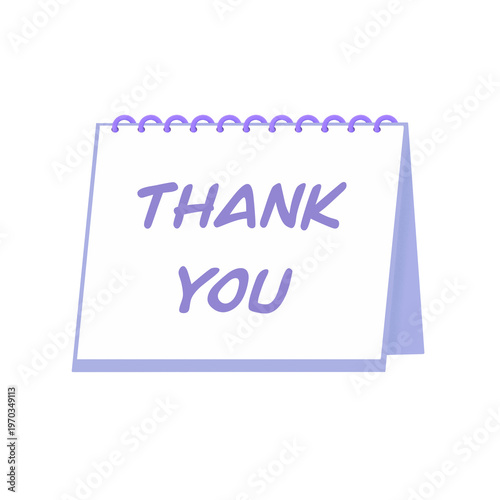 Hand Drawn Desk Calendar with Thank You Message Written in Purple PNG