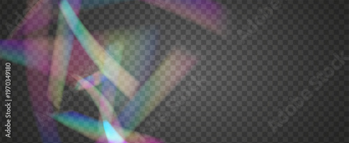 Iridescent Prism Background. Rainbow Light Leak Effect.  Glitter Ray And Diamond Gradient With Glow Overlay On Transparent Film. Iridescent Crystal Prism Background With Light.