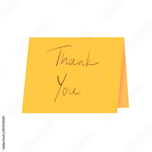 Handwritten Thank You Message on Yellow Sticky Note Isolated  for Appreciation and Gratitude PNG
