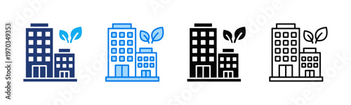Green Buildings icon sheet multiple style collection