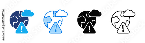 Climate Risk icon sheet multiple style collection