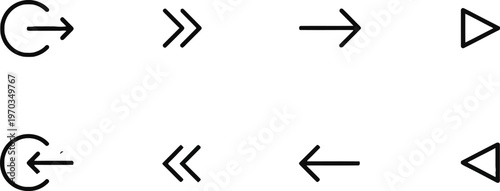 Collection of hand drawn arrow and circular arrow icons in black