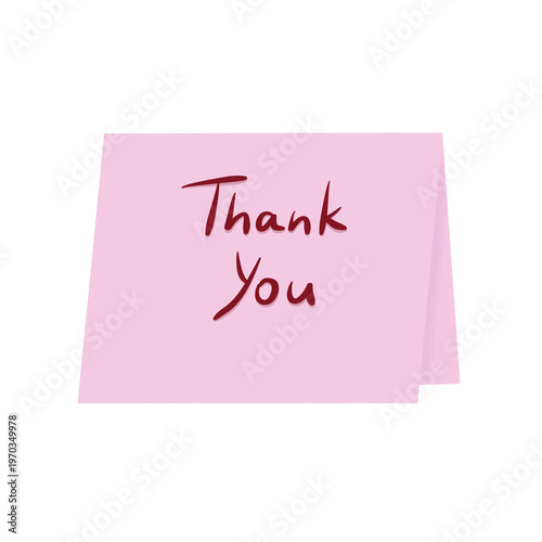 Handwritten Thank You Message on Pink Tent Card  for Appreciation and Gratitude PNG