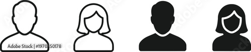 Four diverse user profile icons in black and white