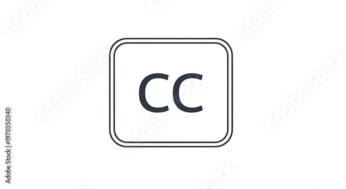 A simple closed caption icon on a white background