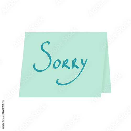 Handwritten Script Sorry Message on Mint Green Card  for Apology PNG