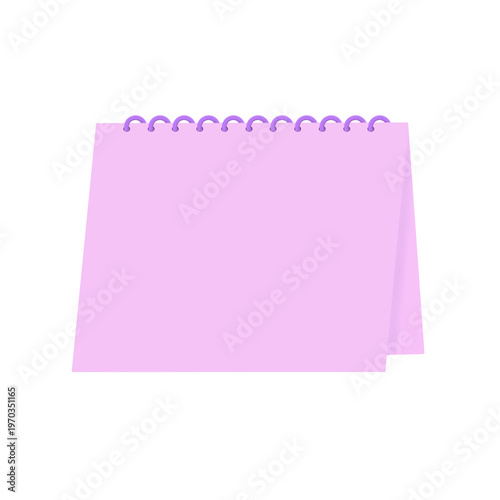 Minimalist Blank Pink Desk Calendar Mockup with Purple Spiral Binder Isolated PNG