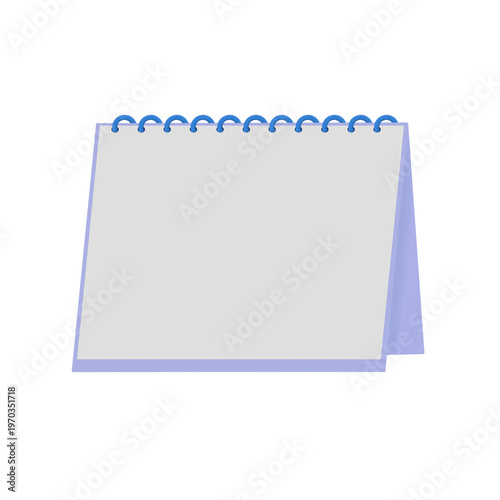 Blank White Desk Calendar Mockup with Blue Spiral Binder Isolated  for Design PNG