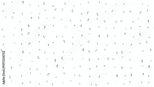 Seamless pattern with small, subtle, irregular gray dots and crescent shapes on a clean white background, creating a modern, minimalist, abstract texture. Perfect for corporate branding,