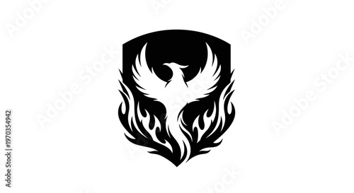 A stylized black leaf design element.