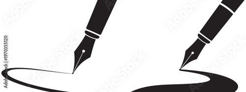 Pen Nib Icon Set, fountain pen tool icons, vector elements for nib and feather pen design, education concept, fountain pen nib glyph illustrations