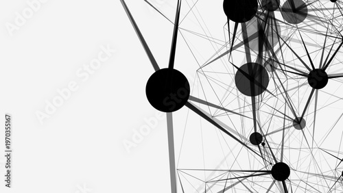 An abstract background with connecting dots and lines. The structure of a network connection. Complex digital connections appear as visualizations of data or neural impulses in motion.