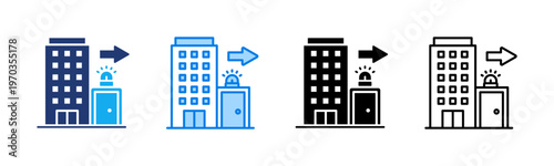Evacuation Plan icon sheet multiple style collection