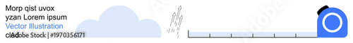 Measurement, planning, construction, design, problem-solving, concept development. A cloud, scribbled lines and a measuring tape. Measurement and planning ideas are strongly