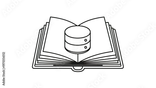 Open book with stacked discs icon