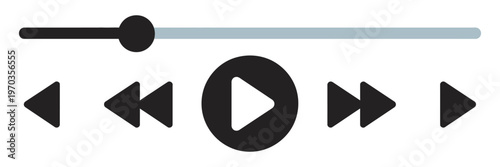 Music Video Play Bar Icon, vector illustration with play and pause controls, audio and video player interface, podcast playlist, mobile app, website design
