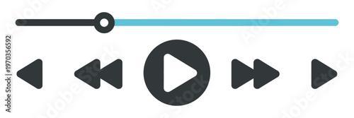 Music Video Play Bar Icon, vector illustration with play and pause symbols, audio-video player UI, podcast playlists, mobile apps, digital interface graphics