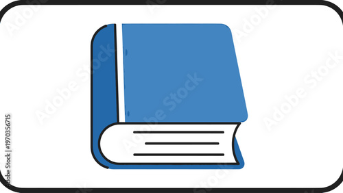 Simple blue book icon with rounded corners and black outline