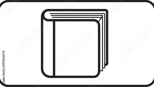 Stylized black outline of an open book viewed from the side