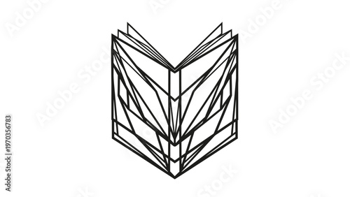 Abstract geometric open book with sharp, angular lines