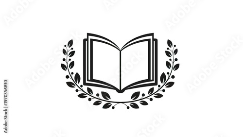 Open book with laurel wreath