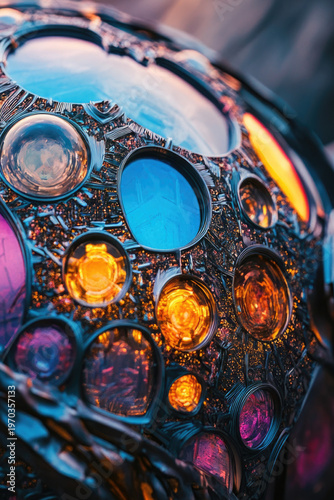 A detailed shot of a vibrant glass ornament