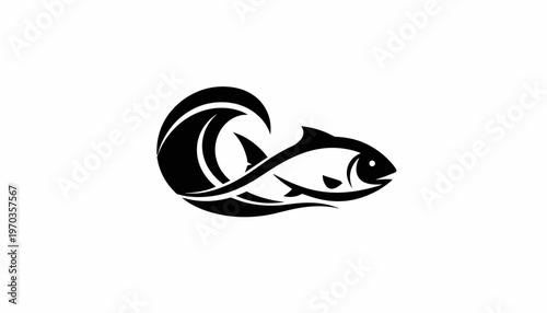 A stylized black leaf design element.