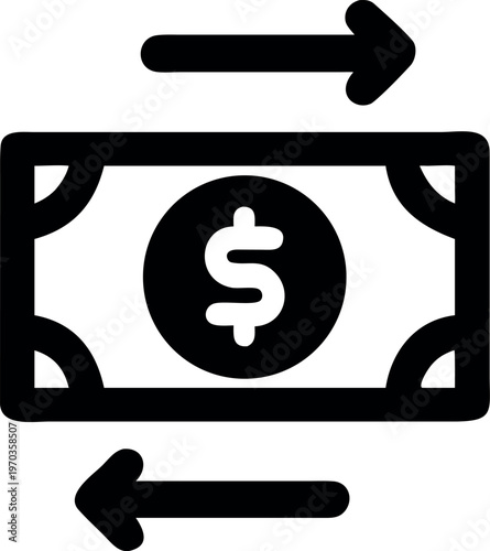 A black and white image of a dollar bill with arrows